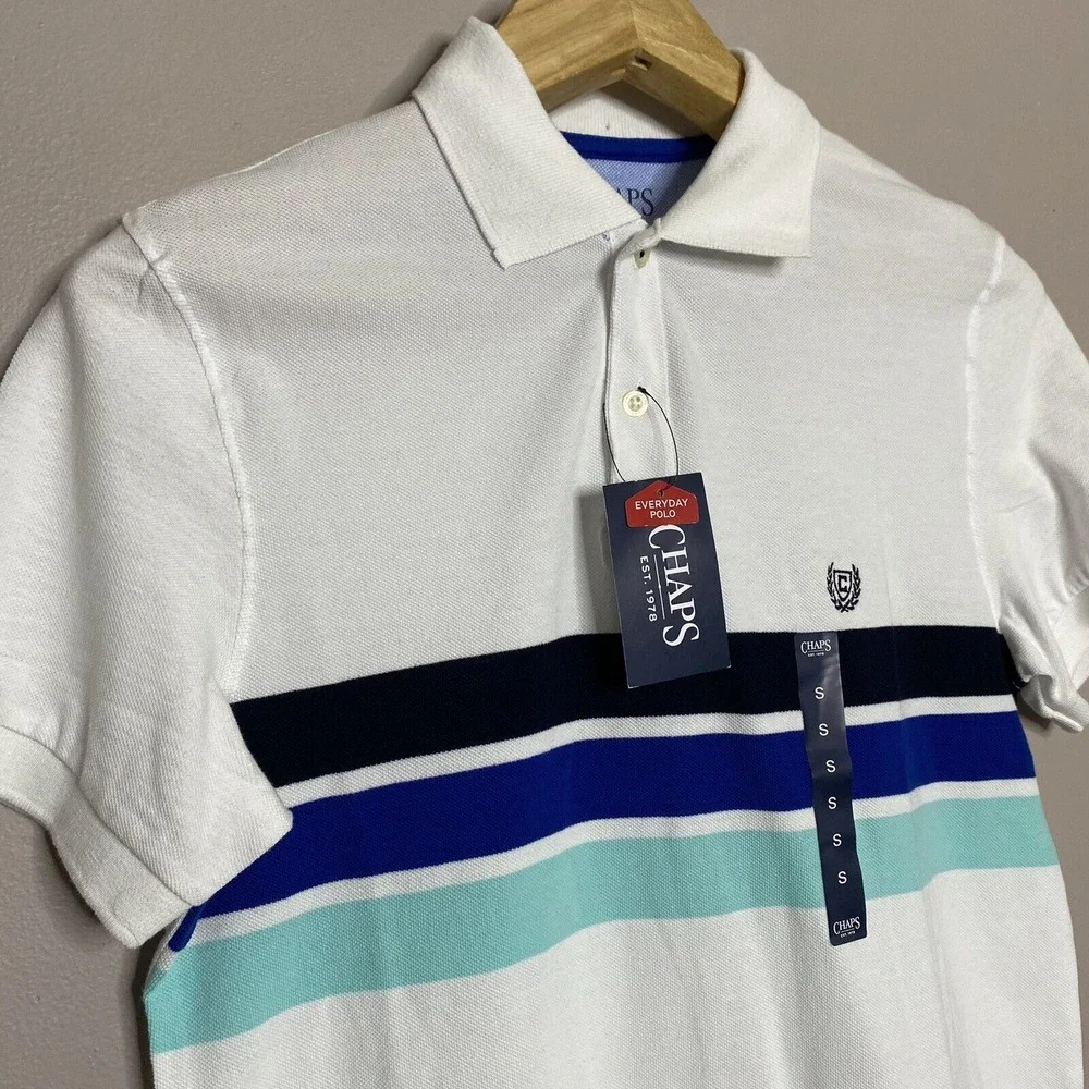 Chaps White Jersey Polo‎ Shirt Men's Size S
